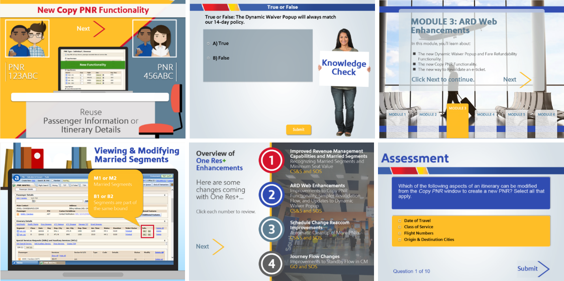 Southwest One Res training — Copy PNR, married segments, and enhancements course screens